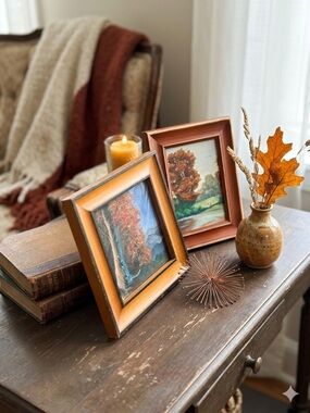 Warm Orange-Brown Wood Picture Frame Set - Classic Home Accent